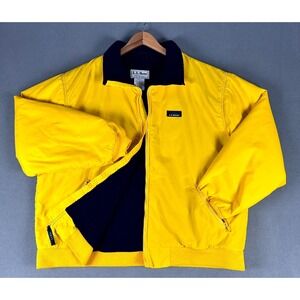 LL Bean Jacket Mens XLT Yellow Warm Up Fleece Lined Heavyweight Vintage USA Made